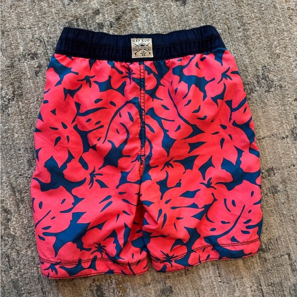 Gap Boys Tropical Red and Blue Swim Shorts Size Small